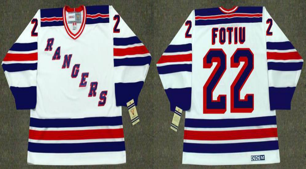 2019 Men New York Rangers #22 Fotiu white CCM NHL jerseys->new york rangers->NHL Jersey